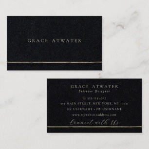 Tarjeta De Visita Elegante franja dorada profesional negro