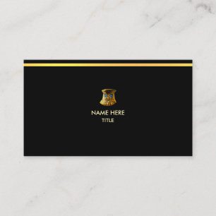 Tarjeta De Visita Elegante franja dorada sobre negro
