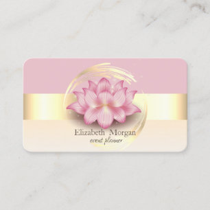 Tarjeta De Visita Elegante franja moderna loto rosa dorado