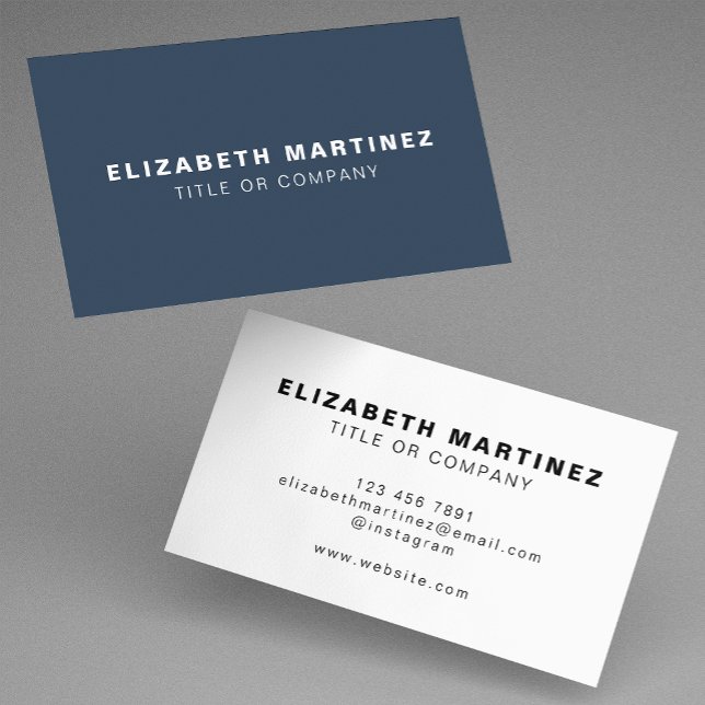Tarjeta De Visita Elegante frente azul de la marina y reverso person (Subido por el creador)