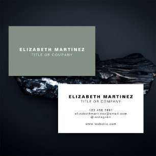 Tarjeta De Visita Elegante frente verde sabio y reverso personalizad