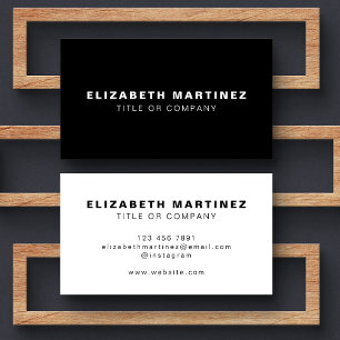 Tarjeta De Visita Elegante frente y reverso moderno en blanco y negr