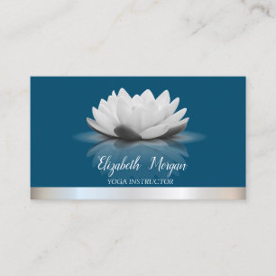 Tarjeta De Visita Elegante Frío Loto Plata Raya Yoga