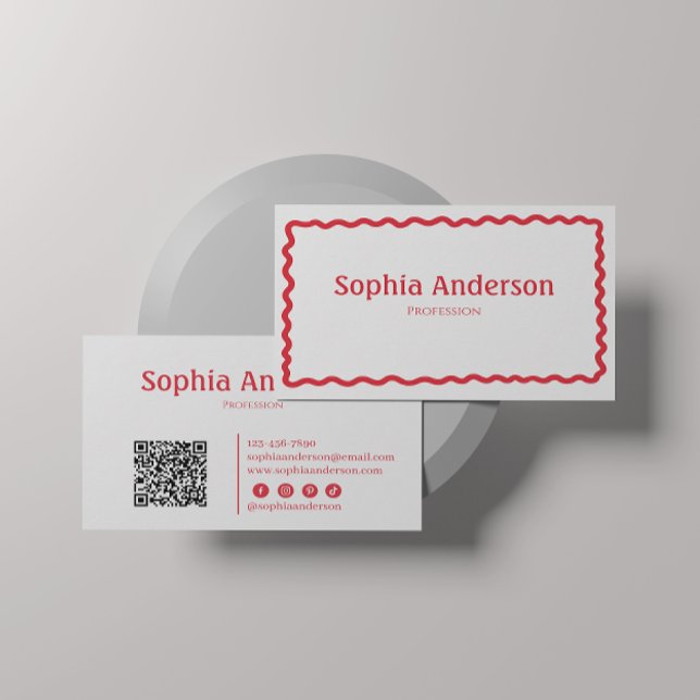 Tarjeta De Visita Elegante frontera de onda rosa para las mujeres |  (Subido por el creador)
