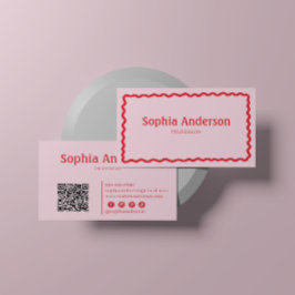 Tarjeta De Visita Elegante frontera de onda rosa para las mujeres | 