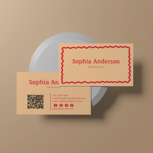 Tarjeta De Visita Elegante frontera de onda rosa para las mujeres |  (Subido por el creador)