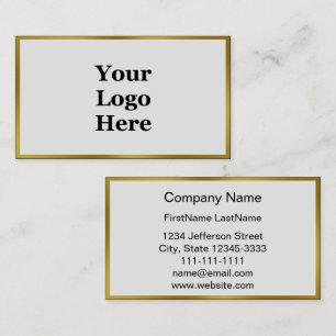 Tarjeta De Visita Elegante Frontera Faux Gold de dos lados