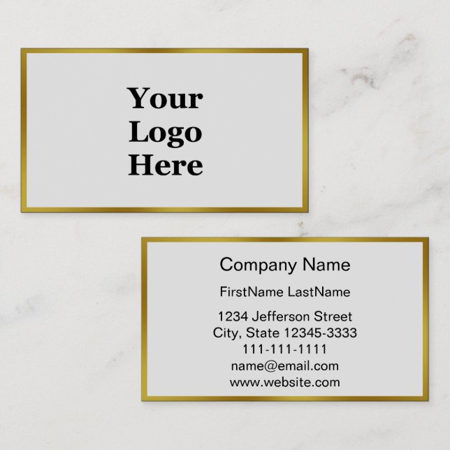 Tarjeta De Visita Elegante Frontera Faux Gold de dos lados (Anverso / Reverso)