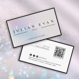 Tarjeta De Visita Elegante frontera negra Plata Belleza Holográfica