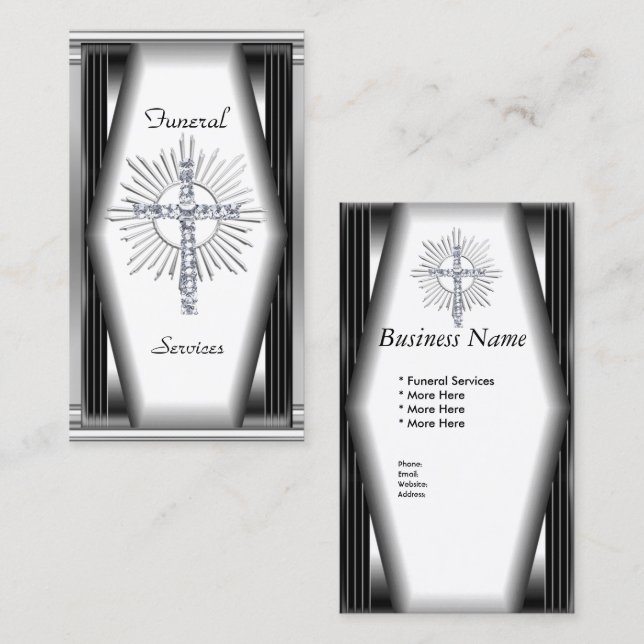 Tarjeta de visita Elegante Funeral Services Chrome (Anverso / Reverso)