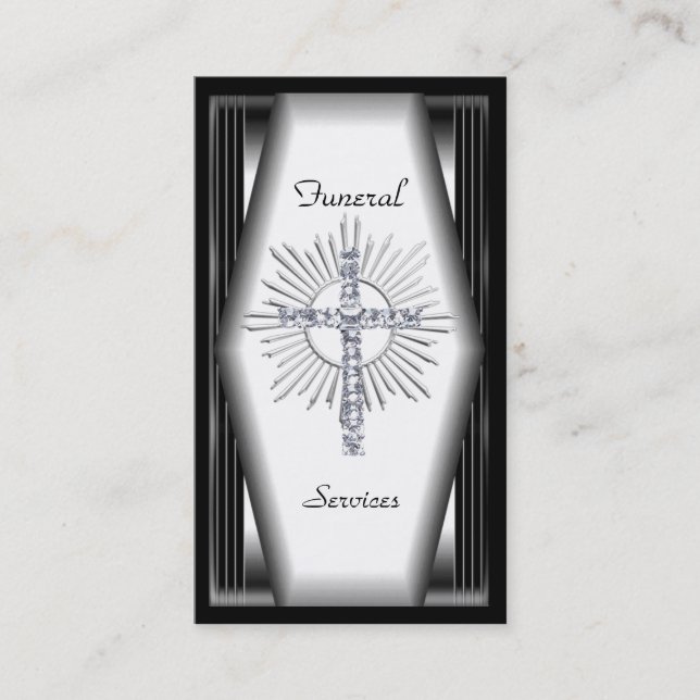 Tarjeta de visita Elegante Funeral Services Chrome (Anverso)