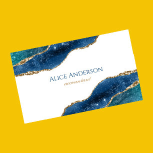 Tarjeta De Visita Elegante galaxia de ágata AZUL contador de negocio