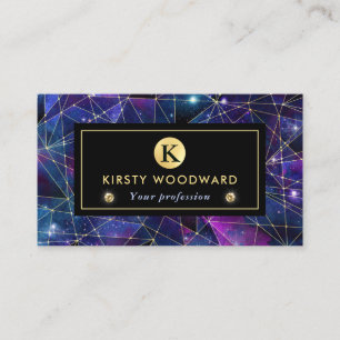 Tarjeta De Visita Elegante Galaxia de Cristal Medianoche Púrpura y A