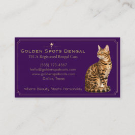 Tarjeta De Visita Elegante Gatería de Gatos Bengal Personalizable 