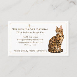 Tarjeta De Visita Elegante Gatería de Gatos Bengal Personalizable 