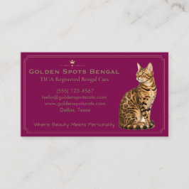 Tarjeta De Visita Elegante Gatería de Gatos Bengal Personalizable 