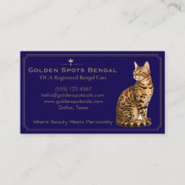 Tarjeta De Visita Elegante Gatería de Gatos Bengal Personalizable 