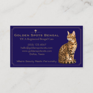 Tarjeta De Visita Elegante Gatería de Gatos Bengal Personalizable 