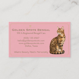 Tarjeta De Visita Elegante Gatería de Gatos Bengal Personalizable 