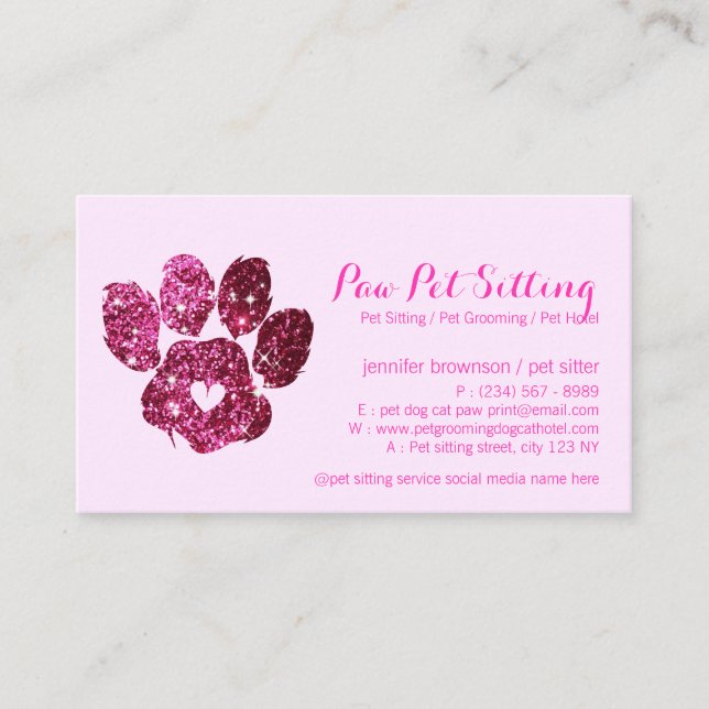 Tarjeta De Visita Elegante gato de perro Mascota de Grooming Purpuri (Anverso)