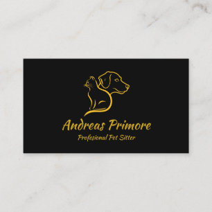 Tarjeta De Visita Elegante gato y perro con código QR personalizado