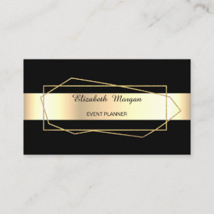 Tarjeta De Visita Elegante Gémetric de oro de moda, marco, negro