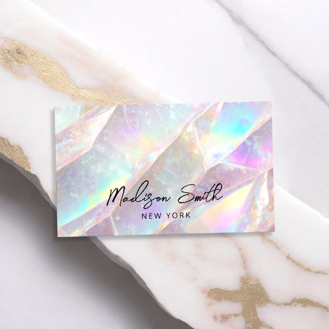 Tarjeta De Visita Elegante Gemstone de Opal Holográfico (Subido por el creador)