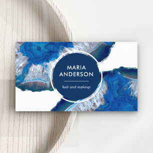 Tarjeta De Visita Elegante Geoda de Ágata Azul Piedra Preciosa Moder