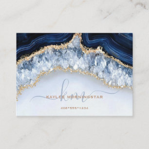 Tarjeta De Visita Elegante geoda de ágata azul zafiro y cristales