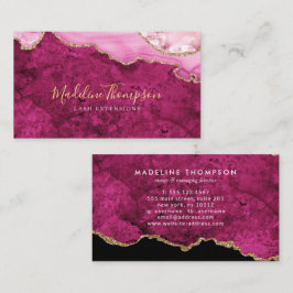 Tarjeta De Visita Elegante Geoda de Ágata de Mármol Rosa Magenta de 