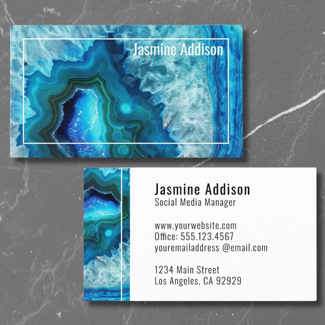 Tarjeta De Visita Elegante Geode Profesional Agate (Glam Chic Trendy Elegant Professional Agate Geode Business Card)