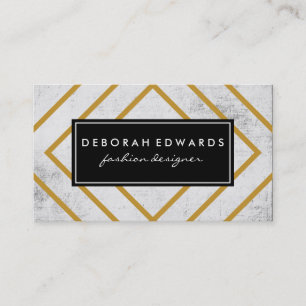 Tarjeta De Visita Elegante Geometric Gold Lines Grunge Black Label