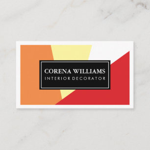 Tarjeta De Visita Elegante Geométrico de color cálido bloquea el bor