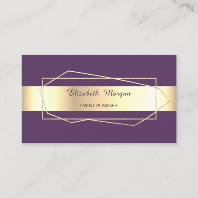 Tarjeta De Visita Elegante Geométrico Gold Trendy ,Marco (Anverso)