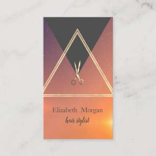 Tarjeta De Visita Elegante Geométrico Moderno Dorado, Tijeras