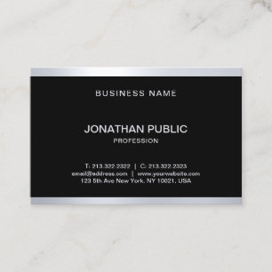 Tarjeta De Visita Elegante Glam Black Silver Moda Profesional Modern