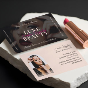 Tarjeta De Visita Elegante Glam Luxe Maquillaje Artista de Belleza N
