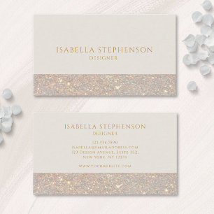 Tarjeta De Visita Elegante Glam Purpurina Gold Modern