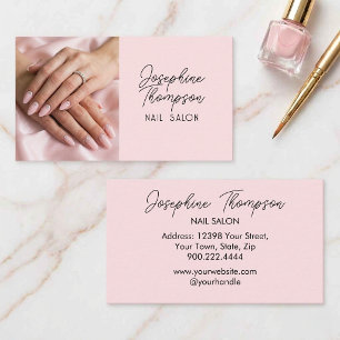 Tarjeta De Visita Elegante Glam Rosa Sonrosado de Marca de Salón de