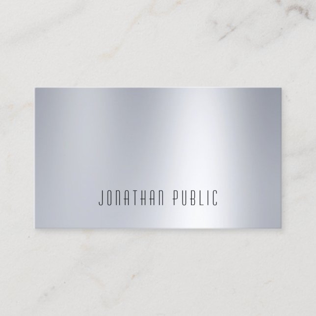 Tarjeta De Visita Elegante Glam Silver Aspecto Profesional Simple Pl (Anverso)