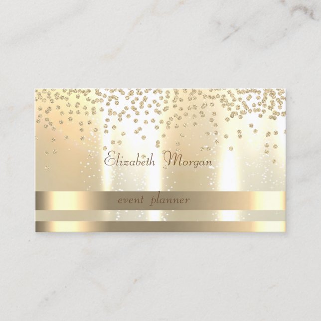 Tarjeta De Visita Elegante, Glamorosas Rayas, Luminosas, Diamantes (Anverso)