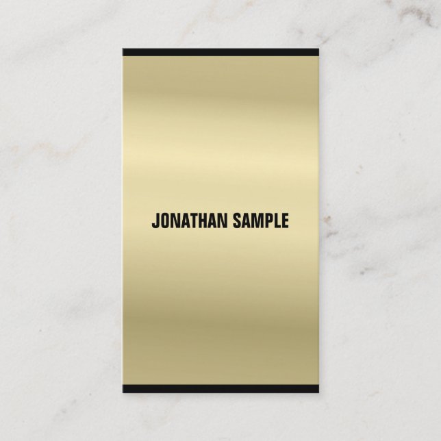 Tarjeta De Visita Elegante Glamoroso Oro Aspecto Moderno Lujo (Anverso)