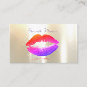 Tarjeta De Visita Elegante Glamoroso Shinny, Faux Gold, Lips