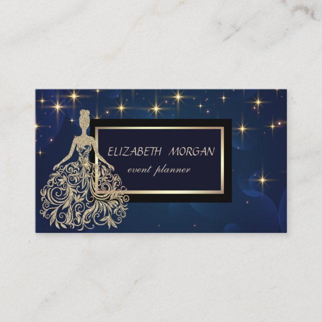 Tarjeta De Visita Elegante Glamorouse Moderno Estrellas Faux Gold Vr (Anverso)