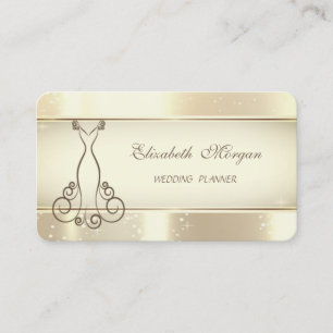 Tarjeta De Visita Elegante Glamorouse Moderno, Faux Gold, Bokeh, Ves