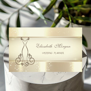 Tarjeta De Visita Elegante Glamorouse Moderno, Faux Gold, Bokeh, Ves