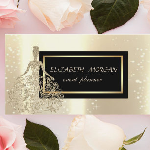 Tarjeta De Visita Elegante Glamorouse Moderno, Faux Gold Vress