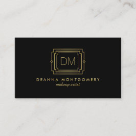 Tarjeta De Visita Elegante Glamour Art Deco Monograma Negro/Oro