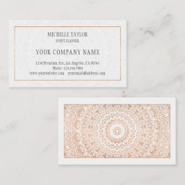 Tarjeta De Visita Elegante Glamour de Mandala en rosa blanco de lujo