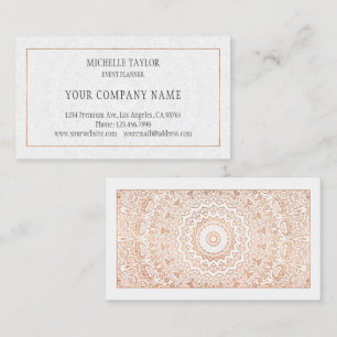 Tarjeta De Visita Elegante Glamour de Mandala en rosa blanco de lujo